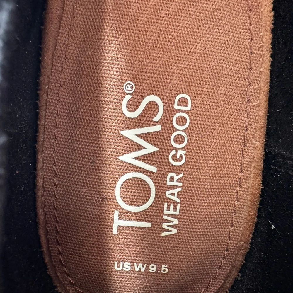 TOMS Classic Black Canvas Peep Toe Cork Wedge Heels Size 9.5 Euro-Summer